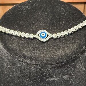 Rachel Zoe Silver Bracelet with Blue Evil Eye